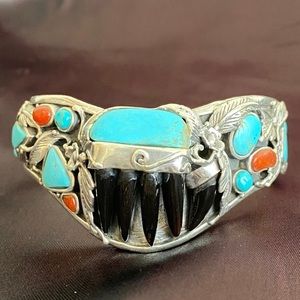 Bear Claw Sterling Silver 925 Stamped Cuff Bracelet